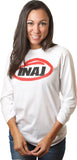 INAJ ( Ī-NADGE) is an acronym for I Need A Job.  Unisex White Sleeve / White Chest Circle INAJ Baseball Tee 50% polyester / 50% combed cotton, 3/4" durable neck binding, raglan 3/4 sleeves, contrasting collar sleeves, overlock hem  Weight 3.7 Oz Colors White / White MADE IN THE USA