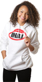 Image of INAJ Unisex White Hoodie. INAJ ( Ī-NADGE) is an acronym for I Need A Job. White flex fleece drop shoulder pull over. 8.2 oz. 50% polyester / 50% cotton fleece. White drawcord. Made in the USA. A conversation starter for job and opportunity seekers.
